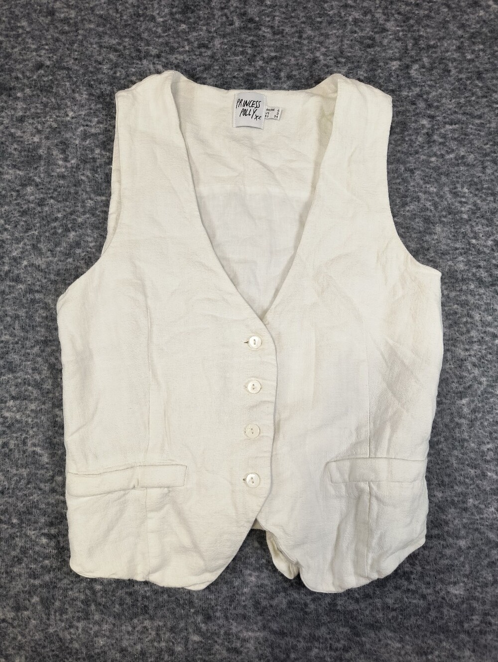 Princess Polly white/off-white waistcoat vest, women's size 2